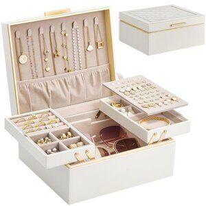 Jewelry Box Organizer for Women Girls, 2 Layer Jewelry Organizer